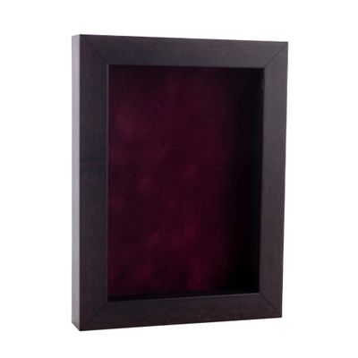 11x14 Shadow Box Frame Brown Walnut Wood | with a 3/4" Usable Display Depth | Includes a Dark Berry Real Suede Texture Acid-Free Backing Board, UV Resistant Acrylic, and Hanging Hardware