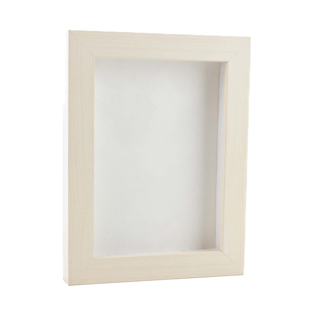 11x14 Shadow Box Frame White Washed Wood | with a 3/4" Usable Display Depth | Includes a White Real Suede Texture Acid-Free Backing Board, UV Resistant Acrylic, and Hanging Hardware
