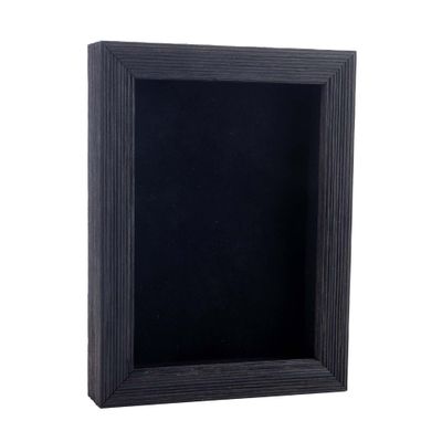 11x14 Shadow Box Frame Barnwood Black Wood | with a 1" Usable Display Depth | Includes a Black Real Suede Texture Acid-Free Backing Board, UV Resistant Acrylic, and Hanging Hardware