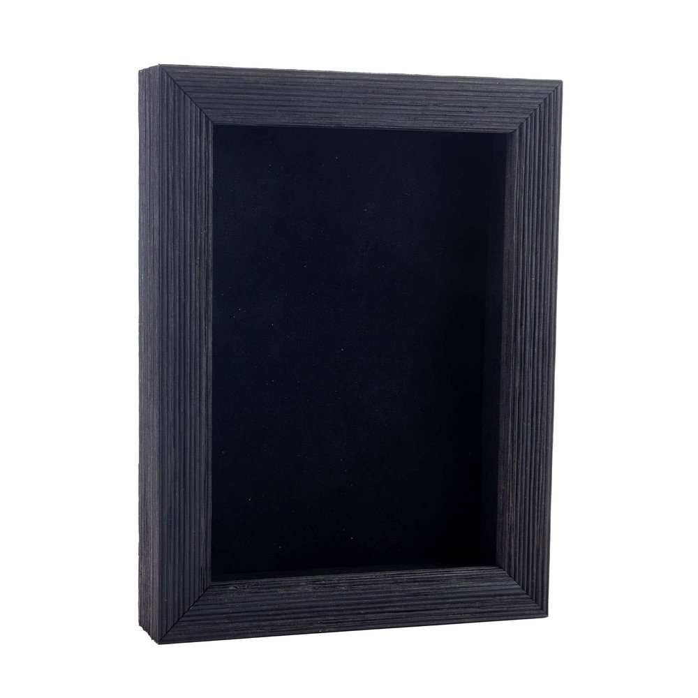 11x14 Shadow Box Frame Barnwood Black Wood | with a 1" Usable Display Depth | Includes a Black Real Suede Texture Acid-Free Backing Board, UV Resistant Acrylic, and Hanging Hardware