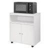 Kings Brand Furniture - Microwave Kitchen Cart, 2-Door Accent Storage Cabinet, White view 3