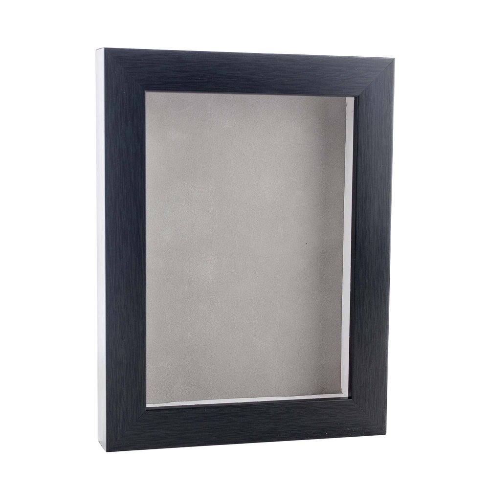 11x14 Shadow Box Frame Charcoal Gray Wood | with a 3/4" Usable Display Depth | Includes a Light Grey Real Suede Texture Acid-Free Backing Board, UV Resistant Acrylic, and Hanging Hardware