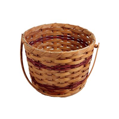 Amish Harvest Basket Towel Storage Apple Pail With Swinging Handle (Red)