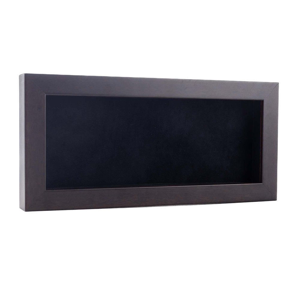10x20 Shadow Box Frame Brown Walnut Wood | with a 3/4" Usable Display Depth | Includes a Black Real Suede Texture Acid-Free Backing Board, UV Resistant Acrylic, and Hanging Hardware