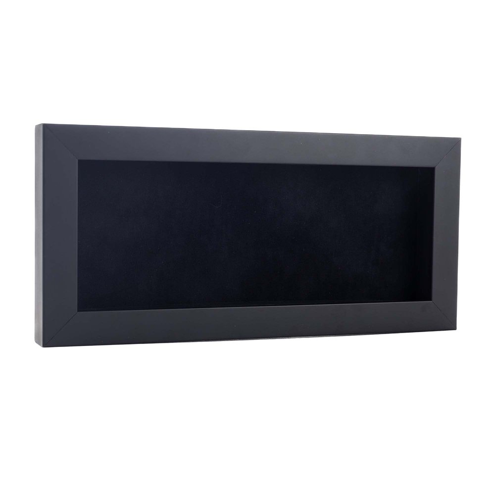 13x34 Shadow Box Frame Black Wood | with a 3/4" Usable Display Depth | Includes a Black Real Suede Texture Acid-Free Backing Board, UV Resistant Acrylic, and Hanging Hardware