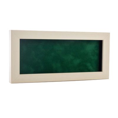10x20 Shadow Box Frame White Washed Wood | with a 3/4" Usable Display Depth | Includes a Forest Green Real Suede Texture Acid-Free Backing Board, UV Resistant Acrylic, and Hanging Hardware