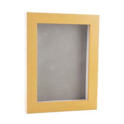 11x14 Shadow Box Frame Natural Wood | with a 3/4" Usable Display Depth | Includes a Light Grey Real Suede Texture Acid-Free Backing Board, UV Resistant Acrylic, and Hanging Hardware