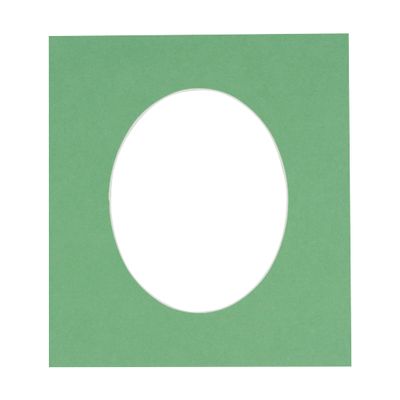 8.5x11 Mat Bevel Cut for 6x8 Photos - Precut Turf Green Jade Oval Shaped Photo Mat Board Opening - Acid Free Matte to Protect Your Pictures - Bevel Cut for Family Photos, Pack of 1 Matboard