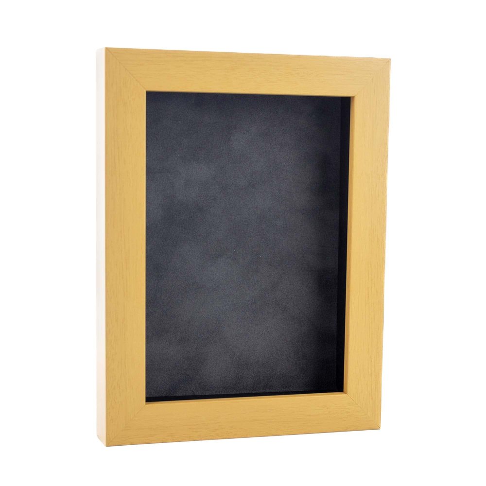 11x14 Shadow Box Frame Natural Wood | with a 3/4" Usable Display Depth | Includes a Dark Grey Real Suede Texture Acid-Free Backing Board, UV Resistant Acrylic, and Hanging Hardware