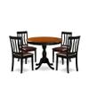 East West Furniture AMAN5-BCH-LC 5 Piece Dining Table Set for 4 Includes a Round Kitchen Table with Pedestal and 4 Faux Leather Kitchen Dining Chairs, 36x36 Inch, Black & Cherry view 1
