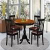 East West Furniture AMAN5-BCH-LC 5 Piece Dining Table Set for 4 Includes a Round Kitchen Table with Pedestal and 4 Faux Leather Kitchen Dining Chairs, 36x36 Inch, Black & Cherry view 2