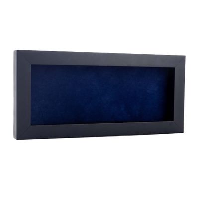 13x34 Shadow Box Frame Black Wood | with a 3/4" Usable Display Depth | Includes a Navy Blue Real Suede Texture Acid-Free Backing Board, UV Resistant Acrylic, and Hanging Hardware