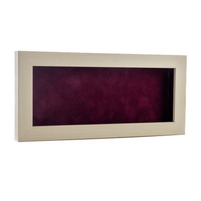 10x20 Shadow Box Frame White Washed Wood | with a 3/4" Usable Display Depth | Includes a Dark Berry Real Suede Texture Acid-Free Backing Board, UV Resistant Acrylic, and Hanging Hardware