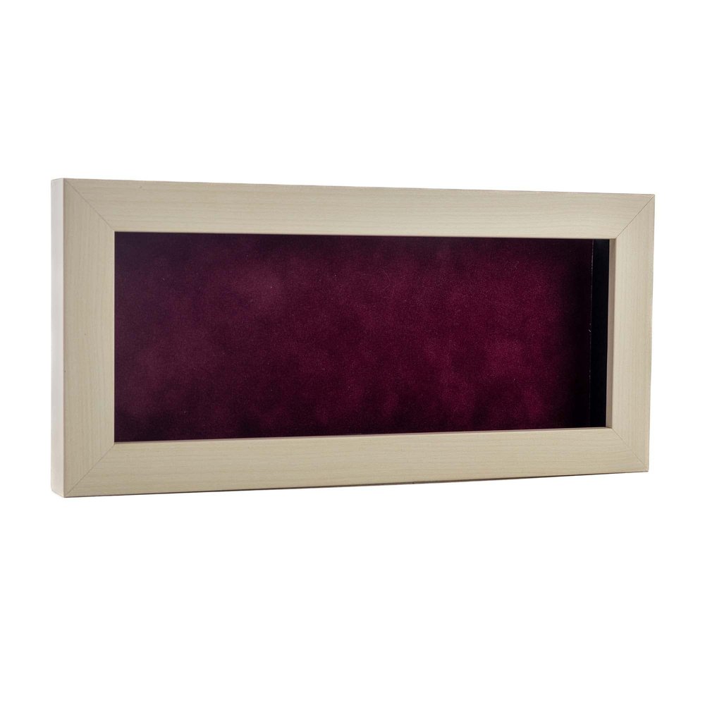 10x20 Shadow Box Frame White Washed Wood | with a 3/4" Usable Display Depth | Includes a Dark Berry Real Suede Texture Acid-Free Backing Board, UV Resistant Acrylic, and Hanging Hardware