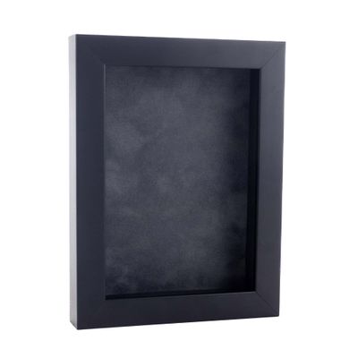 11x14 Shadow Box Frame Black Wood | with a 3/4" Usable Display Depth | Includes a Dark Grey Real Suede Texture Acid-Free Backing Board, UV Resistant Acrylic, and Hanging Hardware