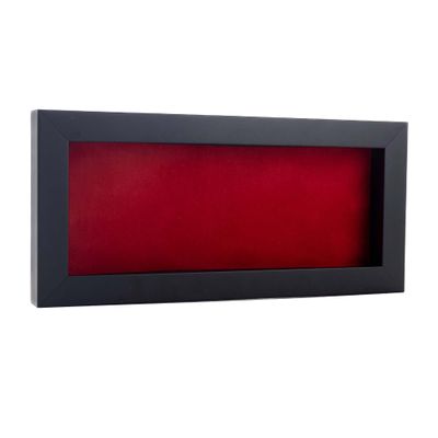 10x20 Shadow Box Frame Black Wood | with a 3/4" Usable Display Depth | Includes a Red Real Suede Texture Acid-Free Backing Board, UV Resistant Acrylic, and Hanging Hardware