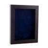 11x14 Shadow Box Frame Brown Walnut Wood | with a 3/4" Usable Display Depth | Includes a Navy Blue Real Suede Texture Acid-Free Backing Board, UV Resistant Acrylic, and Hanging Hardware view 1
