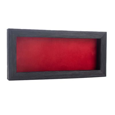 10x20 Shadow Box Frame Barnwood Black Wood | with a 1" Usable Display Depth | Includes a Red Real Suede Texture Acid-Free Backing Board, UV Resistant Acrylic, and Hanging Hardware