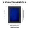 11x14 Shadow Box Frame Charcoal Gray Wood | with a 3/4" Usable Display Depth | Includes a Royal Blue Real Suede Texture Acid-Free Backing Board, UV Resistant Acrylic, and Hanging Hardware view 4