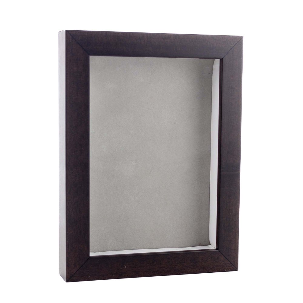 11x14 Shadow Box Frame Brown Walnut Wood | with a 3/4" Usable Display Depth | Includes a Light Grey Real Suede Texture Acid-Free Backing Board, UV Resistant Acrylic, and Hanging Hardware