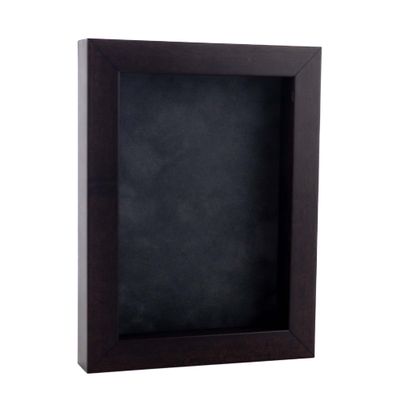 11x14 Shadow Box Frame Brown Walnut Wood | with a 3/4" Usable Display Depth | Includes a Dark Grey Real Suede Texture Acid-Free Backing Board, UV Resistant Acrylic, and Hanging Hardware