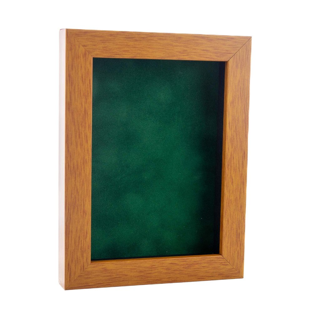11x14 Shadow Box Frame Light Brown Wood | with a 3/4" Usable Display Depth | Includes a Forest Green Real Suede Texture Acid-Free Backing Board, UV Resistant Acrylic, and Hanging Hardware