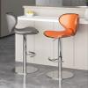 ADEADE Modern Grey Bar Stool with Back Set of 2 Adjustable Height Swivel Bar Chair, Heavy Chromed Metal Base and Footrestfor Restaurant, Living Rooms Offices (Color : Off White) view 4