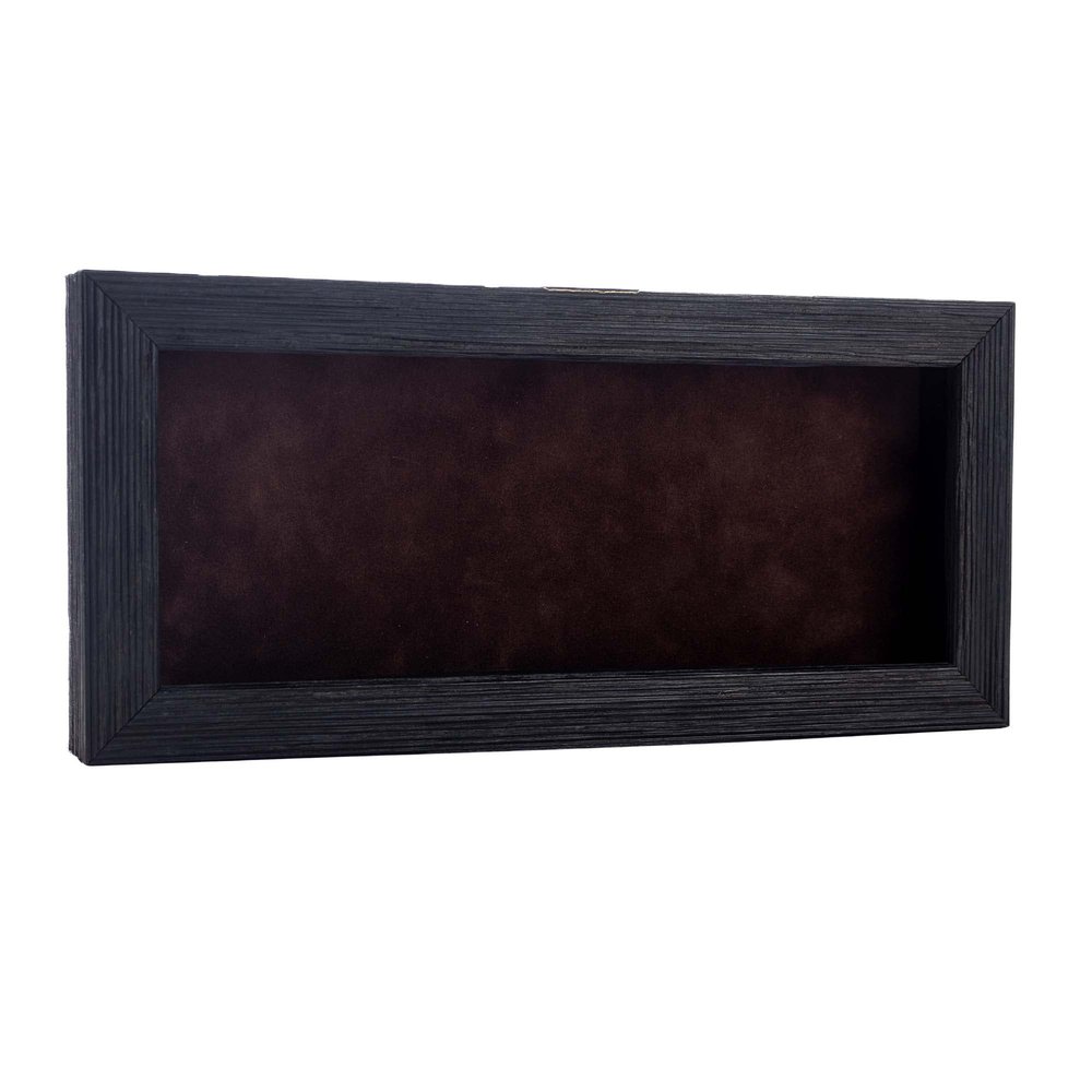 10x20 Shadow Box Frame Barnwood Black Wood | with a 1" Usable Display Depth | Includes a Brown Real Suede Texture Acid-Free Backing Board, UV Resistant Acrylic, and Hanging Hardware