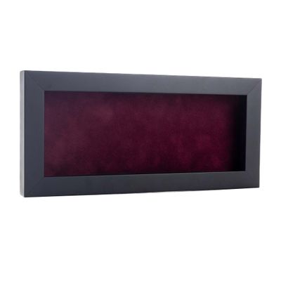 10x20 Shadow Box Frame Black Wood | with a 3/4" Usable Display Depth | Includes a Dark Berry Real Suede Texture Acid-Free Backing Board, UV Resistant Acrylic, and Hanging Hardware