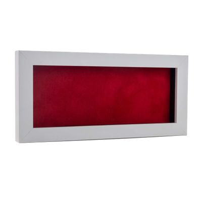 10x20 Shadow Box Frame White Wood | with a 3/4" Usable Display Depth | Includes a Red Real Suede Texture Acid-Free Backing Board, UV Resistant Acrylic, and Hanging Hardware