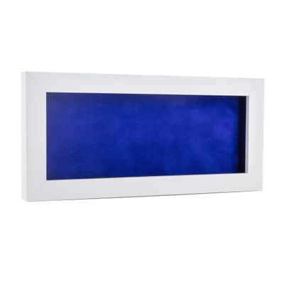 10x20 Shadow Box Frame White Wood | with a 3/4" Usable Display Depth | Includes a Royal Blue Real Suede Texture Acid-Free Backing Board, UV Resistant Acrylic, and Hanging Hardware