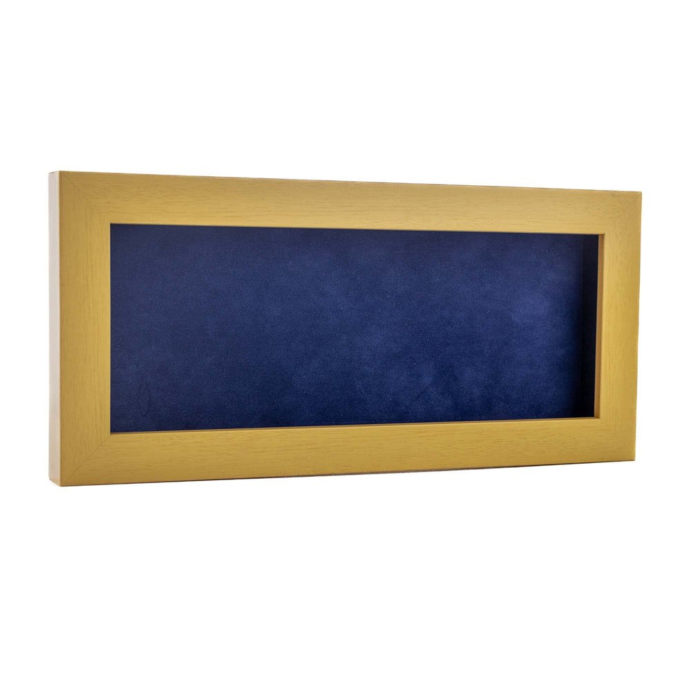 10x20 Shadow Box Frame Natural Wood | with a 3/4" Usable Display Depth | Includes a Navy Blue Real Suede Texture Acid-Free Backing Board, UV Resistant Acrylic, and Hanging Hardware