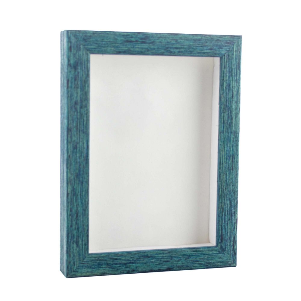 11x14 Shadow Box Frame Blue Wood | with a 1" Usable Display Depth | Includes a White Real Suede Texture Acid-Free Backing Board, UV Resistant Acrylic, and Hanging Hardware