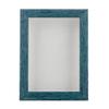 11x14 Shadow Box Frame Blue Wood | with a 1" Usable Display Depth | Includes a White Real Suede Texture Acid-Free Backing Board, UV Resistant Acrylic, and Hanging Hardware view 2