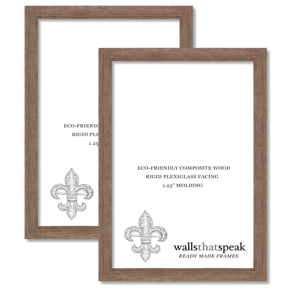 wallsthatspeak 9x35 Brown Barnwood Picture Frame for Puzzles Posters Photos or Artwork (2-Pack)
