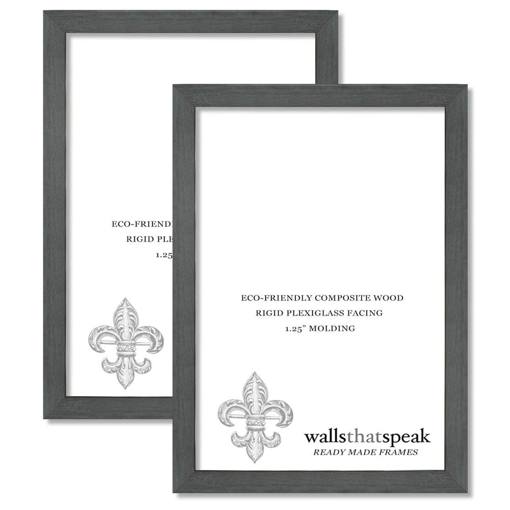 wallsthatspeak 6x10 Slate Gray Picture Frame for Puzzles Posters Photos or Artwork (2-Pack)