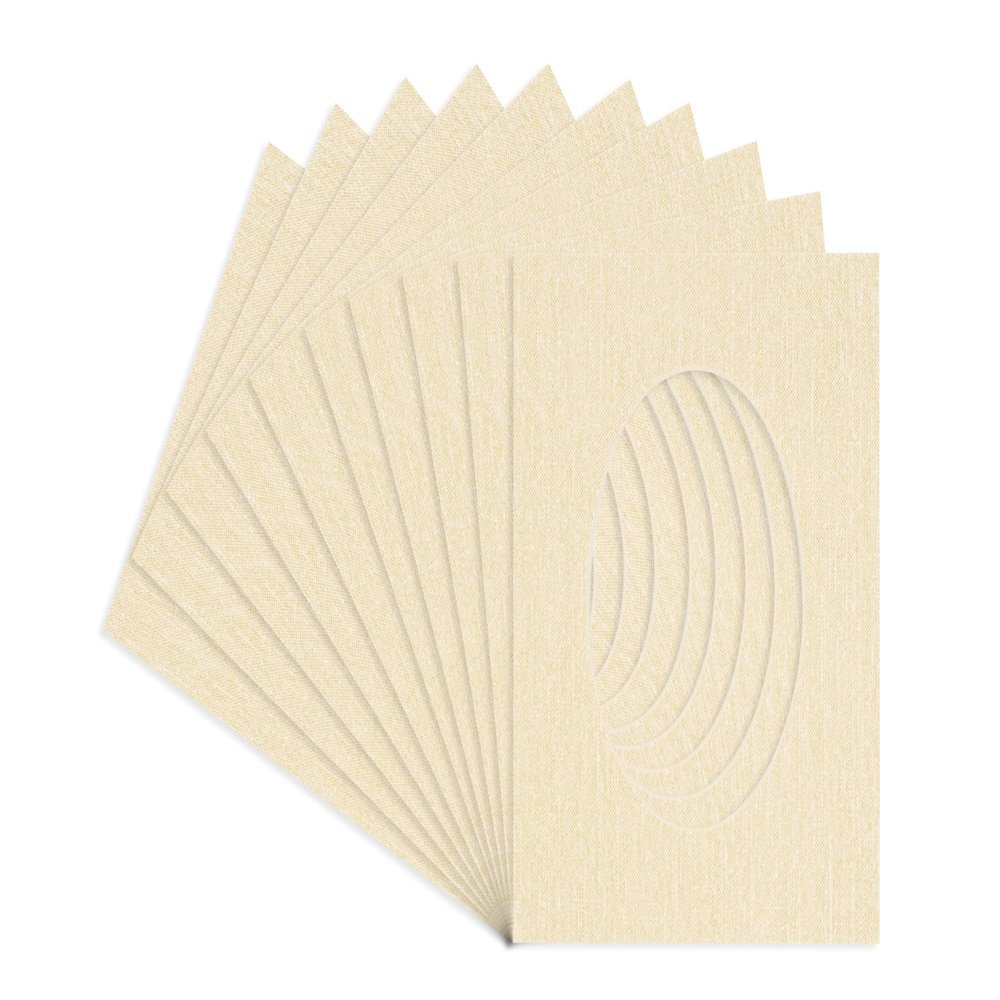 8x10 Mat Bevel Cut for 5x6 Photos - Precut Fresh Linen Canvas Oval Shaped Photo Mat Board Opening - Acid Free Matte to Protect Your Pictures - Bevel Cut for Family Photos, Pack of 10 Matboards
