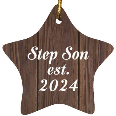 Designsify Christmas Tree Decoration, Step Son Established Est. 2024, Star Ornament D, Gifts for Birthday Anniversary Valentines Mom Mothers Fathers Day Party, to Men Women Him Her Friend Mom