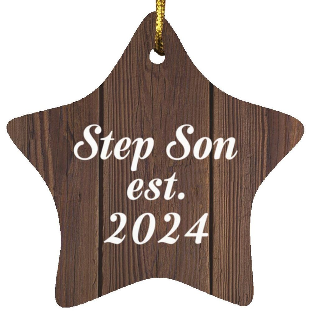 Designsify Christmas Tree Decoration, Step Son Established Est. 2024, Star Ornament D, Gifts for Birthday Anniversary Valentines Mom Mothers Fathers Day Party, to Men Women Him Her Friend Mom