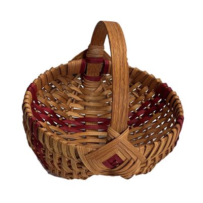 Amish Melon Basket Large Size Handmade Woven Egg Gathering Buttocks Basket (Red)
