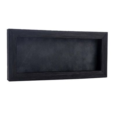 13x34 Shadow Box Frame Barnwood Black Wood | with a 1" Usable Display Depth | Includes a Dark Grey Real Suede Texture Acid-Free Backing Board, UV Resistant Acrylic, and Hanging Hardware