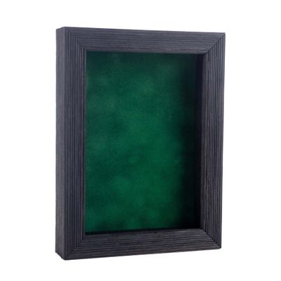 11x14 Shadow Box Frame Barnwood Black Wood | with a 1" Usable Display Depth | Includes a Forest Green Real Suede Texture Acid-Free Backing Board, UV Resistant Acrylic, and Hanging Hardware