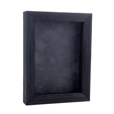 11x14 Shadow Box Frame Barnwood Black Wood | with a 1" Usable Display Depth | Includes a Dark Grey Real Suede Texture Acid-Free Backing Board, UV Resistant Acrylic, and Hanging Hardware