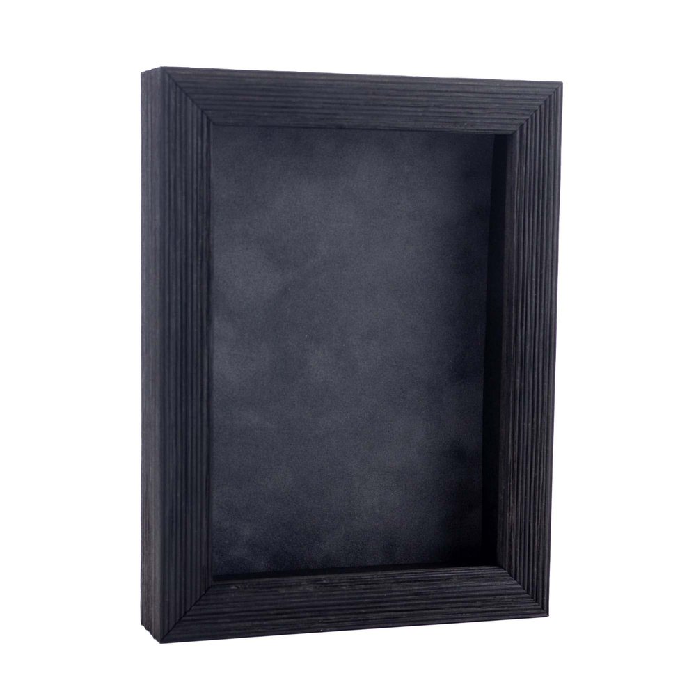 11x14 Shadow Box Frame Barnwood Black Wood | with a 1" Usable Display Depth | Includes a Dark Grey Real Suede Texture Acid-Free Backing Board, UV Resistant Acrylic, and Hanging Hardware