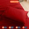 100% Organic Cotton California King - 72" X 84"- Red Solid 4-Piece Sheet Set 500 Thread Count Breathable and Comfortable, Fits Mattress Up to 8-10 inches Deep Pocket view 3