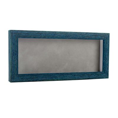 10x20 Shadow Box Frame Blue Wood | with a 1" Usable Display Depth | Includes a Light Grey Real Suede Texture Acid-Free Backing Board, UV Resistant Acrylic, and Hanging Hardware