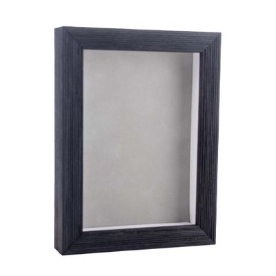11x14 Shadow Box Frame Barnwood Black Wood | with a 1" Usable Display Depth | Includes a Light Grey Real Suede Texture Acid-Free Backing Board, UV Resistant Acrylic, and Hanging Hardware