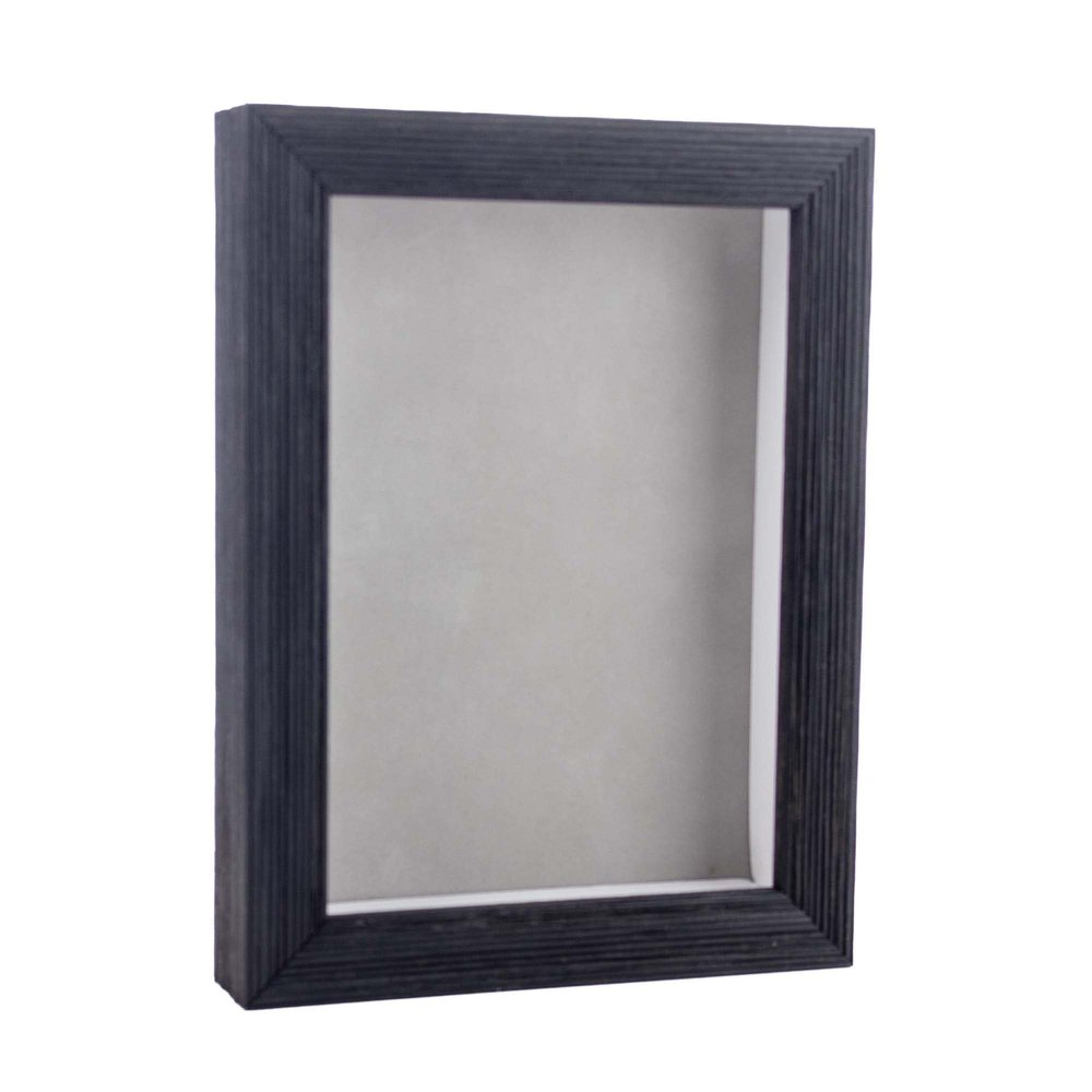 11x14 Shadow Box Frame Barnwood Black Wood | with a 1" Usable Display Depth | Includes a Light Grey Real Suede Texture Acid-Free Backing Board, UV Resistant Acrylic, and Hanging Hardware