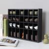 ARRAWIS Black Shot Glass Display Case 18" x13" Solid Wood Wall Mounted Collection Cabinet 28 Slots Small Curio Cabinet Rack (No Door) view 3