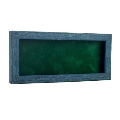 10x20 Shadow Box Frame Blue Wood | with a 1" Usable Display Depth | Includes a Forest Green Real Suede Texture Acid-Free Backing Board, UV Resistant Acrylic, and Hanging Hardware